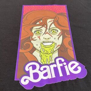 “Barfie” Halloween Barbie Sick Vomit Zombie Scarred Men’s Black Tee